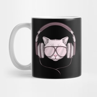 Cool cat is listen music Mug